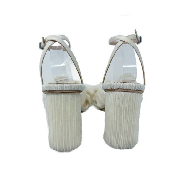 Loeffler Randall Cream Camellia Pleated Bow Heels Women's US Size 7.5 Open Toe - Picture 6 of 11